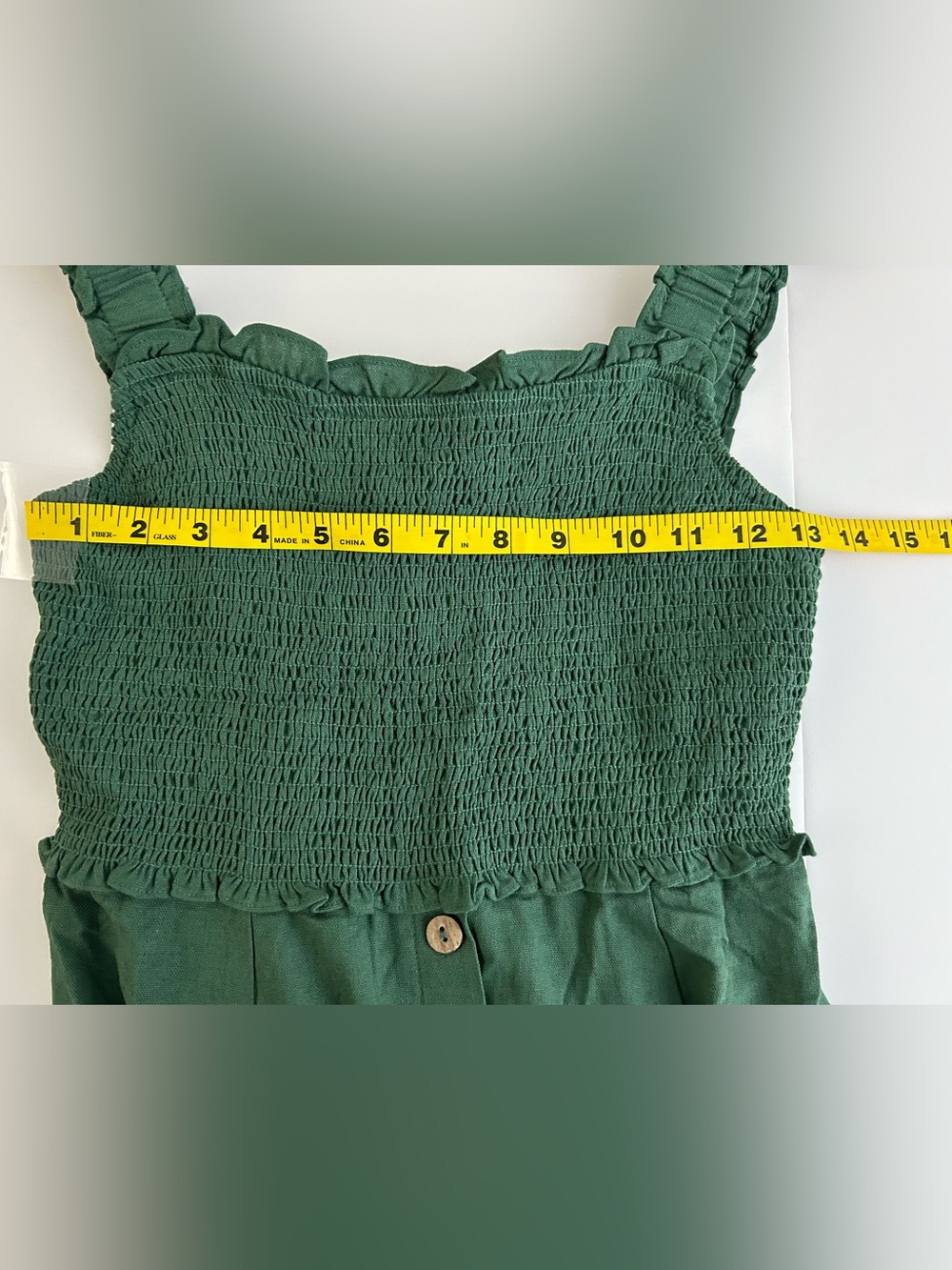 Blu Pepper Moss Green Smocked Linen Blend Midi Dress NWT - Picture 13 of 13